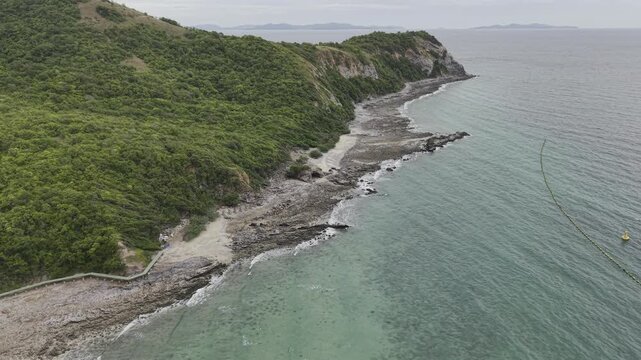 Aerial view rocky sea island beach nature summer vacation
