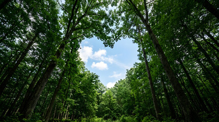 Fototapeta premium Looking Up at a Heart Shaped Opening in the Forest Canopy
