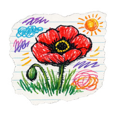 Obraz premium PNG Colorful crayon flower illustration.