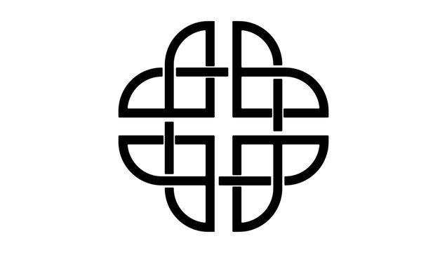 Celtic dara knot, black isolated vector silhouette