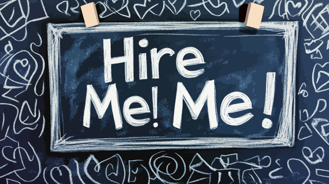 Hire me message on chalkboard