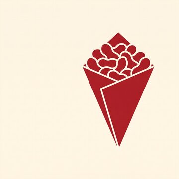 Peanuts in a Paper Cone Flat Vector Icon