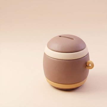 Piggy Bank Clay Render for Financial Savings and Charity Collection