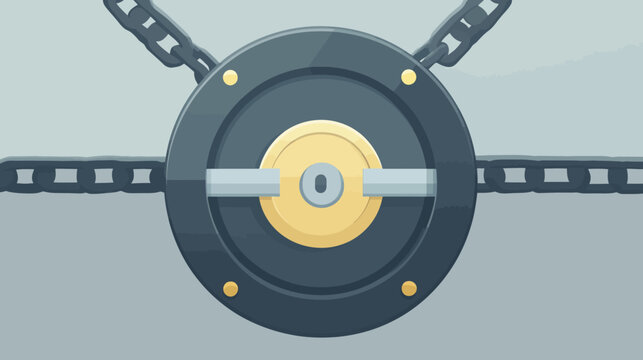 Secured vault door with chains and lock illustration