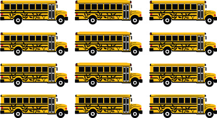 Yellow school bus silhouette pattern © Mst