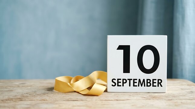 Calendar date number ten September with bananas on wooden surface top view