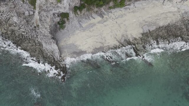 Aerial view rocky sea island beach nature summer vacation
