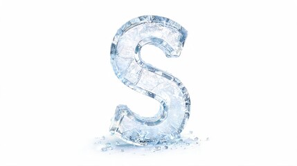 Fototapeta premium S Alphabet Hyper Realistic Ice Uppercase Letters Isolated on White Background
