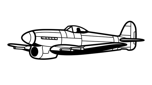Vintage Fighter Airplane Illustration.