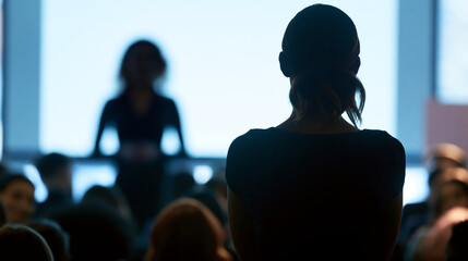 Fototapeta premium Corporate seminar with presenter and audience