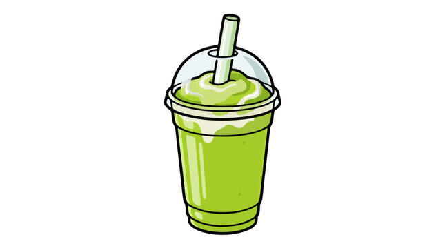 Vietnamese avocado smoothie sinh to bo in plastic takeaway cup with straw vector illustration