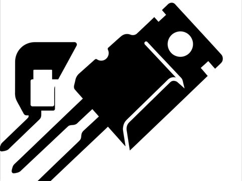 Electronic Power Semiconductor Component Black Silhouette Vector Icon Illustration