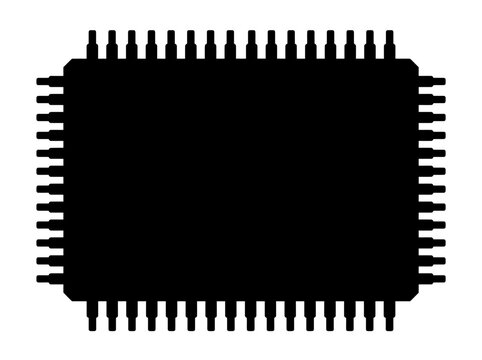 Integrated Circuit Microchip Semiconductor Processor Vector Silhouette