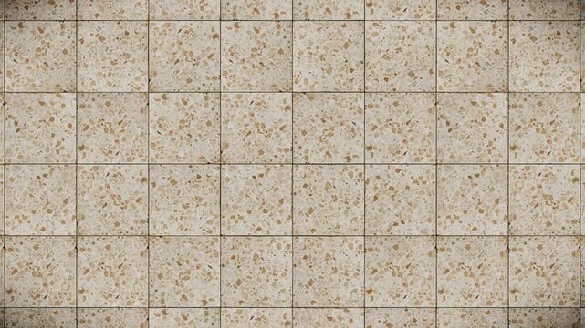 Warm beige abstract pattern background, featuring speckled terrazzo-style square tiles in a seamless loop motion graphic