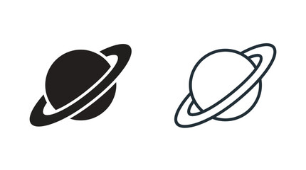 Saturn Icons Set – Planet, Rings, Space, Astronomy © Nex