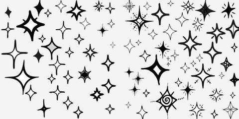 hand drawn sketchy stars on white background star shapes astronomy cosmic space celestial black vector pattern illustration artistic design graphic © Lalin
