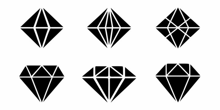 Diamond silhouettes six geometric shapes on a white background