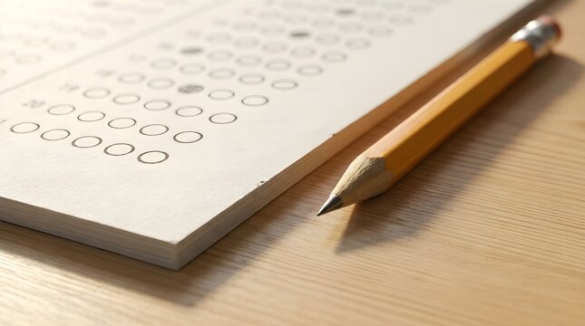Blank answer sheet with a 2B pencil beside it