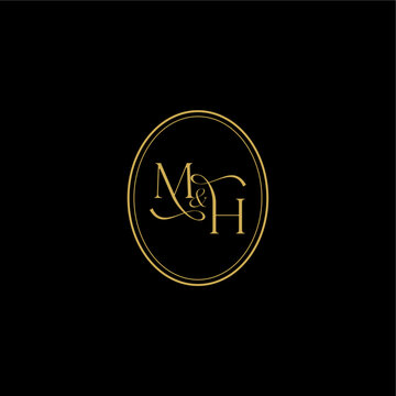 feminine line style design wedding curvy elegant initial monogram letter minimalist luxury concept HM