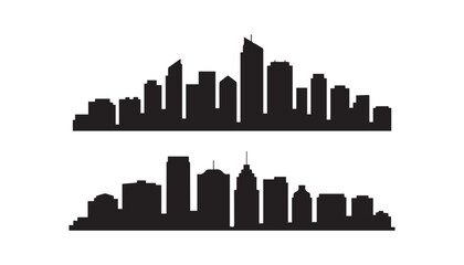 Fototapeta premium black and white silhouette set of city building very high quality vector illustration.