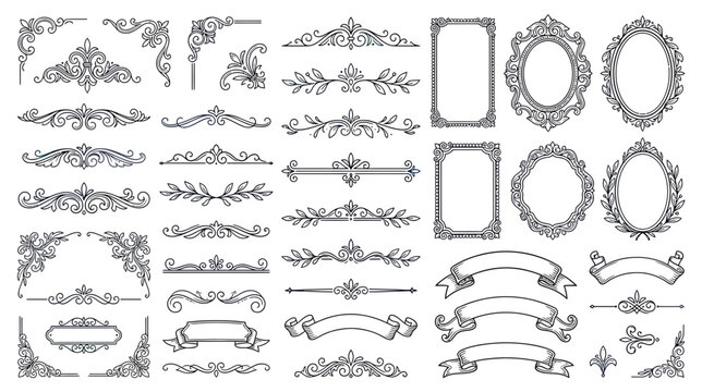 Elegant Vintage Ornate Borders, Frames and Dividers Collection