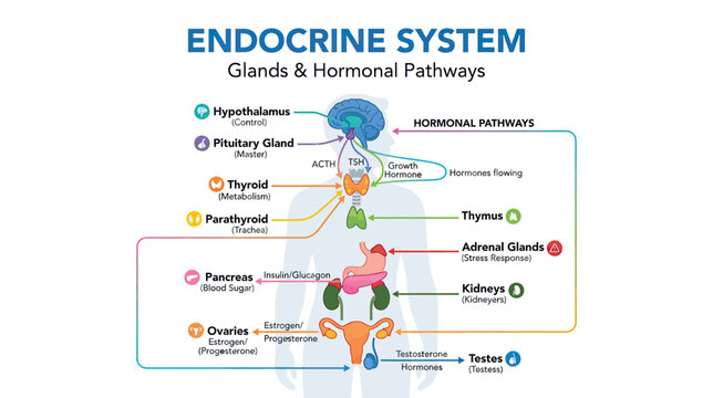Endocrine System Diagram: Glands and Hormonal Pathways