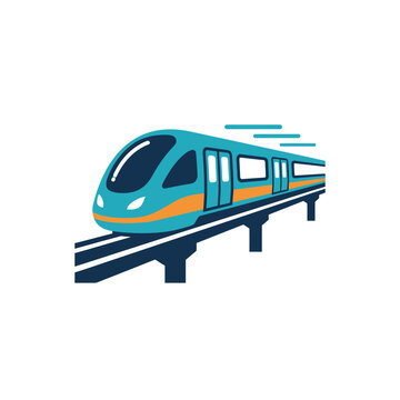 A flat vector illustration of a black outlined mining truck driving on rails with an aesthetic pink design