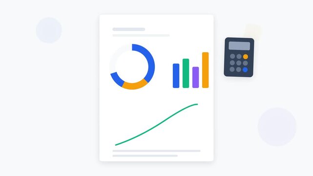Minimalist Animation of Business Invoice Document and Digital Calculator