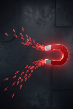 Customer Attraction and Lead Generation Concept with Powerful Magnet