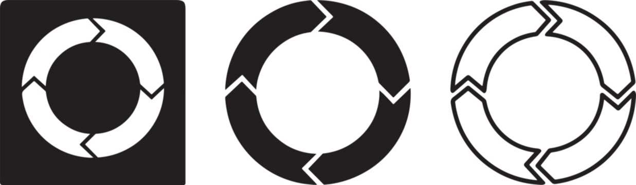 Circular arrow process chart icon set.