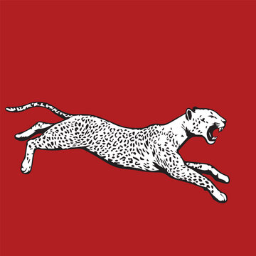 Leopard Running Silhouette Graphic Illustration 