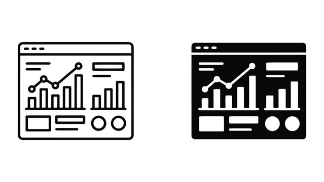 Business dashboard analytics icons set linear and solid styles with business int