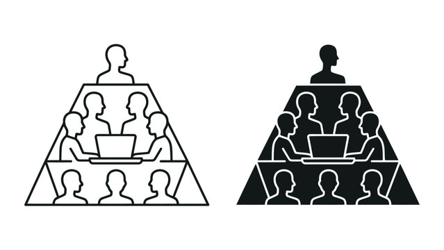 Hierarchical corporate structure and team management icons with hierarchy
