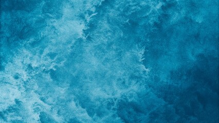 Fototapeta premium Abstract Blue, azure and turquoise watercolor painting with flowing sea wave patterns, smooth gradient and artistic paper texture, for websites, banners and digital design