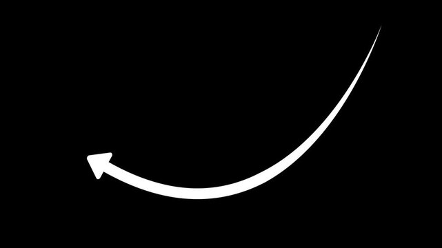 Animated white return arrow icon isolated on black background 4 k video....