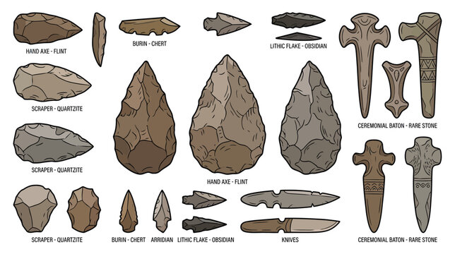 Ancient Stone Tools: Prehistoric Artifacts Collection