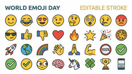 World Emoji Day Editable Stroke Emojis © icon_vectors