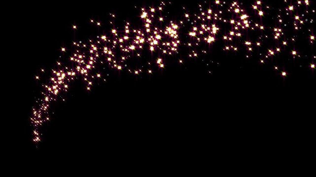 stars trail particle overlay 4k, realistic twinkling motion glowing path, shining dust particles moving gracefully on black background, cinematic light effect, alpha channel seamless 