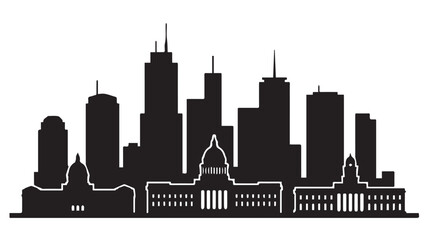 Black city skyline silhouette with capitol building © rockbd
