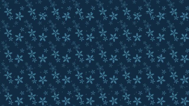 Blue sakura cherry blossom japanese pattern flowing seamless loop spring background