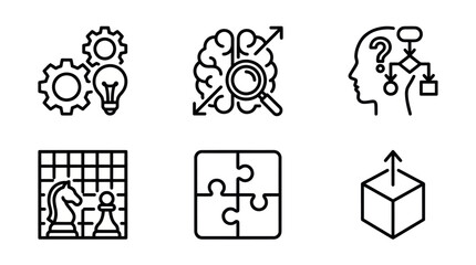 Fototapeta premium Business strategy logic and puzzle icons.