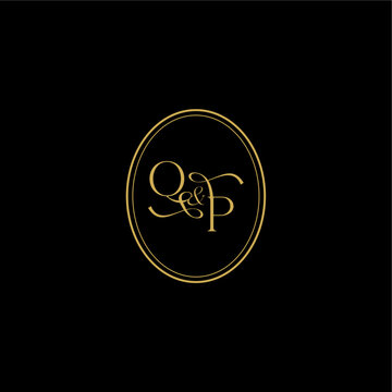 wedding curvy elegant initial monogram minimalist luxury concept PQ feminine line style design letter