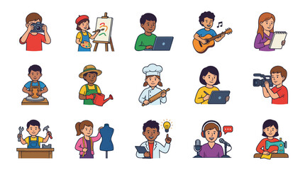 Fototapeta premium People Professions Flat Vector Illustrations Set - Diverse Occupations and Career Characters