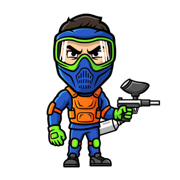 Cartoon Paintball Soldier Character