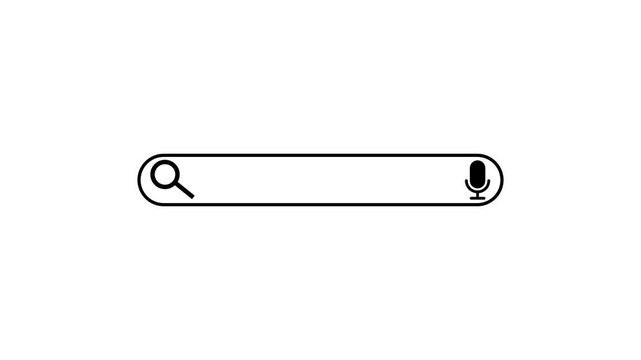 Search bar with microphone icon progressing from empty to active state flat vector illustration field voice