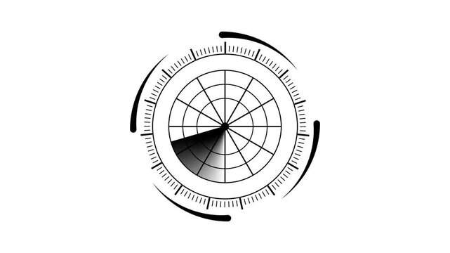 Gauge rotating clockwise on black background showing measurement progression in stock footage video meter dial indicator