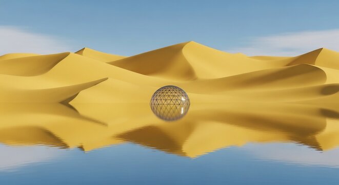 Oasis Orb: A Mirage of Golden Sands and Still Waters