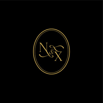 XN letter minimalist luxury concept feminine line style design wedding curvy elegant initial monogram