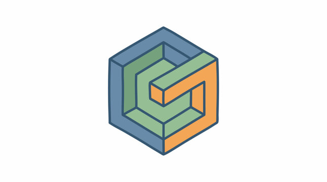 Isometric impossible geometric shape logo design.