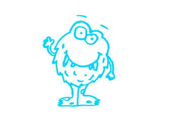 Cute cartoon monster hand drawn doodle icon with creature illustration character whimsical scribble minimalist childish imagination friendly expression creative isolated background © Hafiz